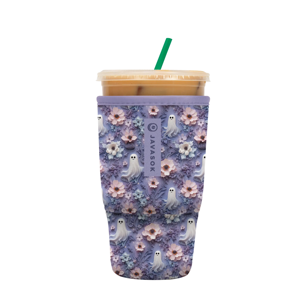 Reusable Cup Sleeve, Ghostly Garden, Lightweight Design, Neoprene Construction for Coffee Cups, Daily Commutes and Dry Hands, 2 Size Options image 3