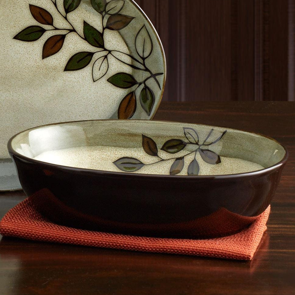 Dinnerware, Rustic Leaves Oval Serve Bowl, Dishwasher-Safe Care for Everyday Meals and Table Settings image 3