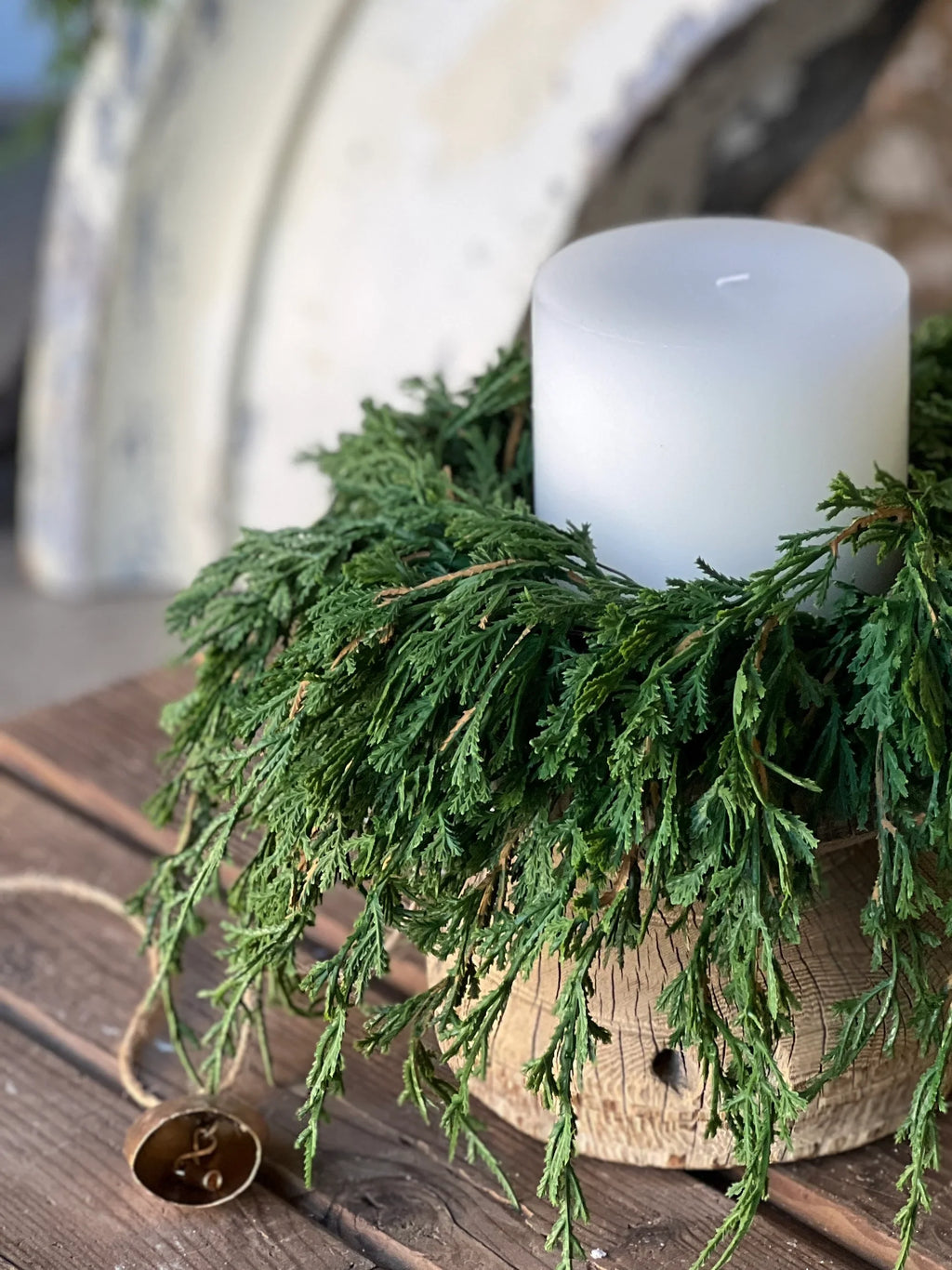Decorative Candle, 12" Real Touch Emerald Falls Ring Wreath for Entryways, Mantels and Everyday Home Ambience image 3