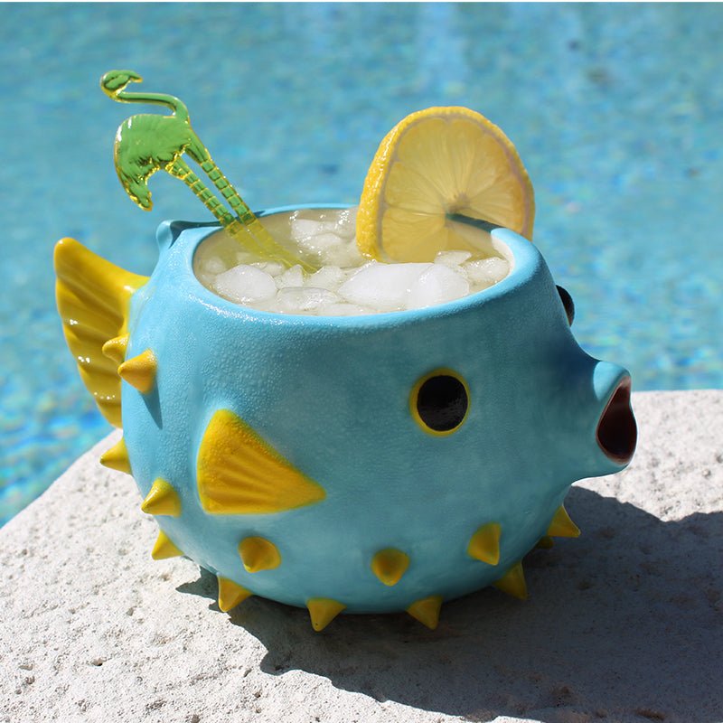 Coffee Mug, BarConic Tiki Drinkware Pufferfish 14 oz., Ceramic Construction for Kitchen Tables, Workspaces and Daily Hydration image 3