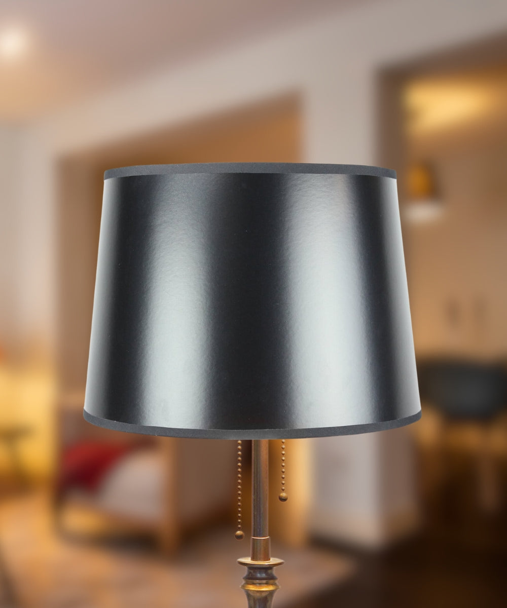 Lamp Shade, 14"W x 10"H Black Parchment Gold Lined Drum for Lamp Replacement, Reading Corners and Living Spaces image 3