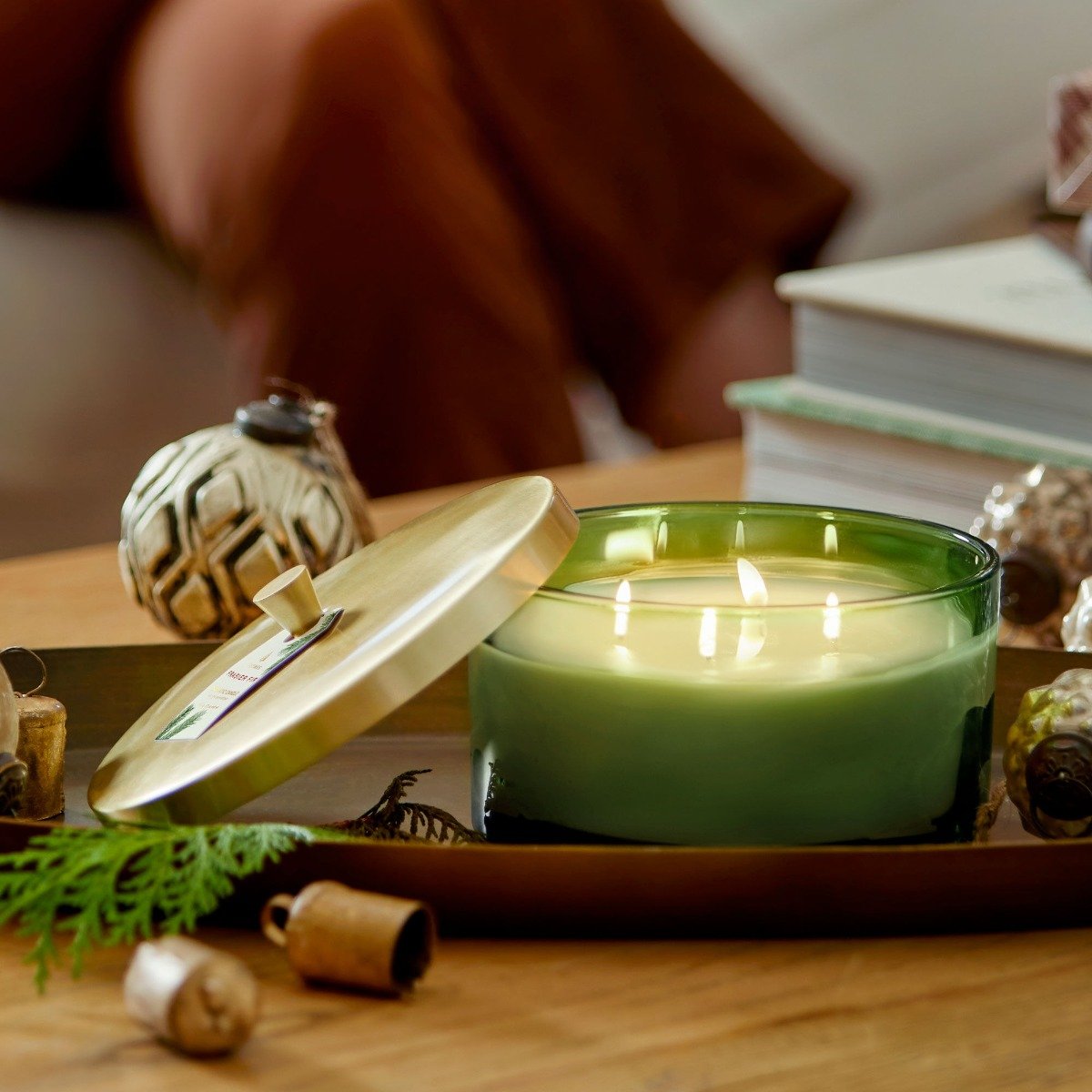 Decorative Candle, Frasier Fir 4 Wick (Green Glass) for Entryways, Mantels and Everyday Home Ambience image 3