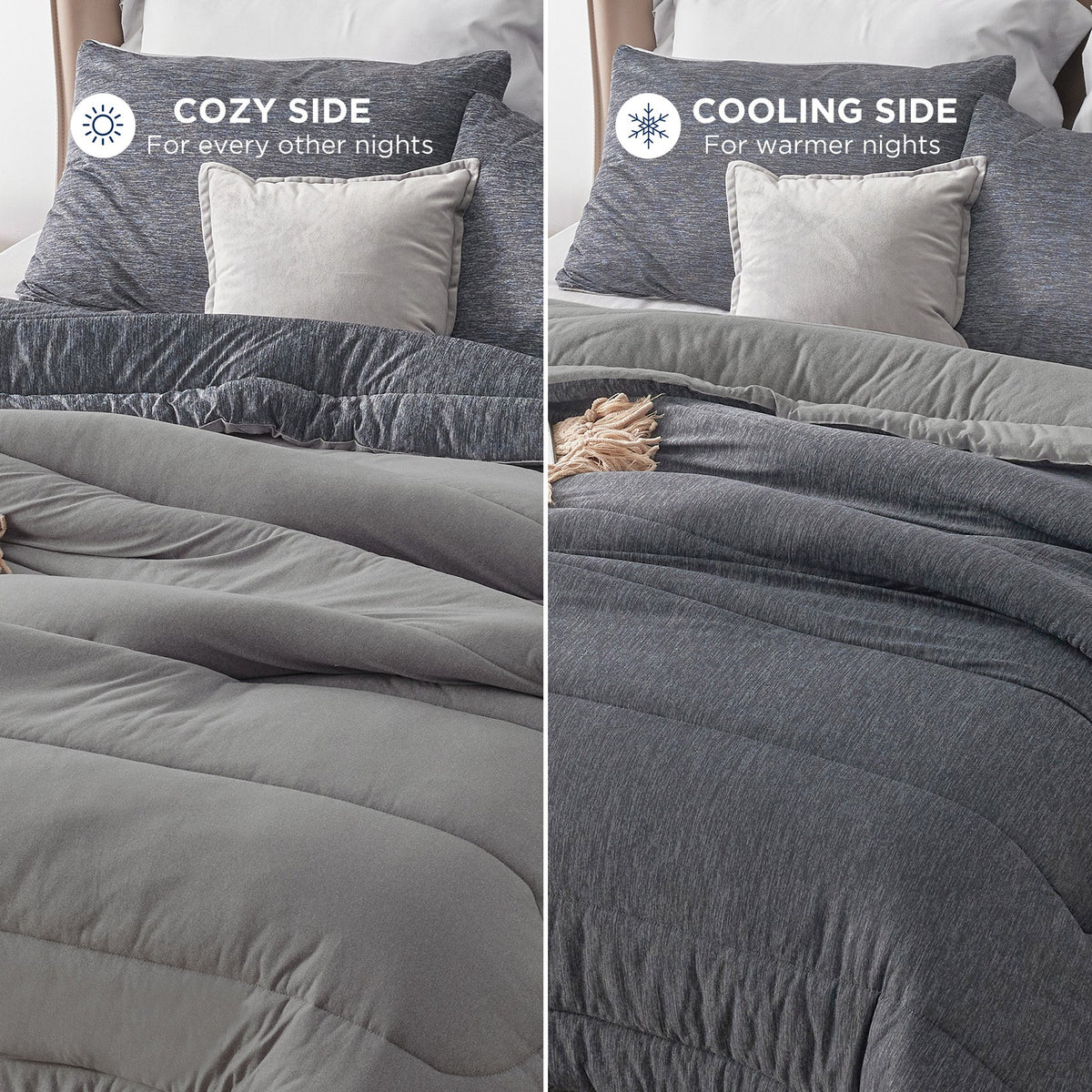 Bed Comforter, Reversible Warm and Cooling Set, Breathable Construction for Year-Round Bedroom Comfort and Restful Sleep image 3