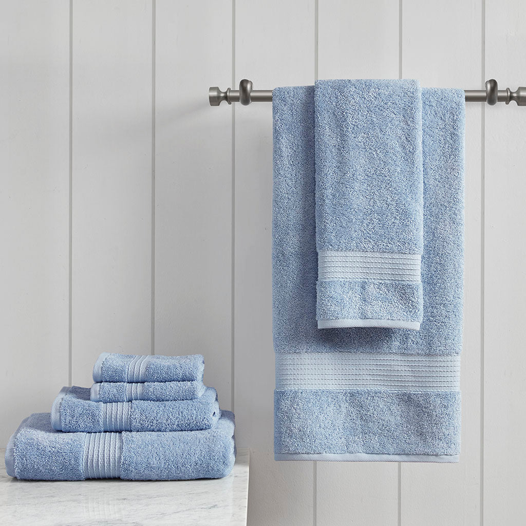 Bath Linen, Organic 6 Piece Cotton Towel Set, Machine-Washable Care for Daily Bathroom Routines and Guest Baths, 8 Color Options image 3