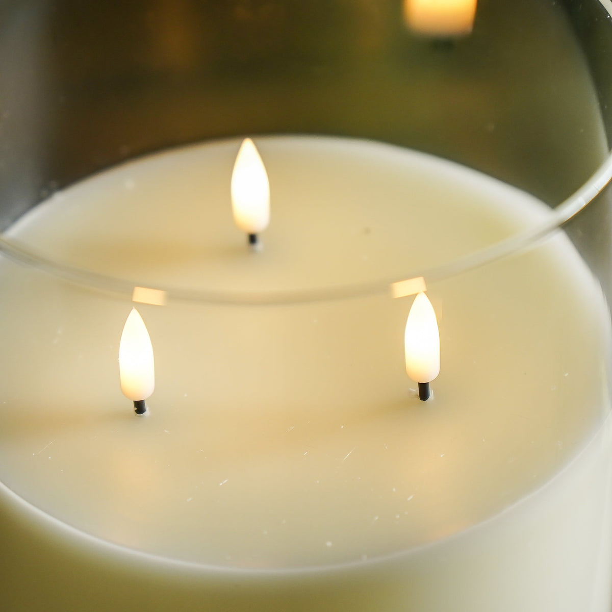 Decorative Candle, Flameless Triple Wick Glass for Entryways, Mantels and Everyday Home Ambience image 3