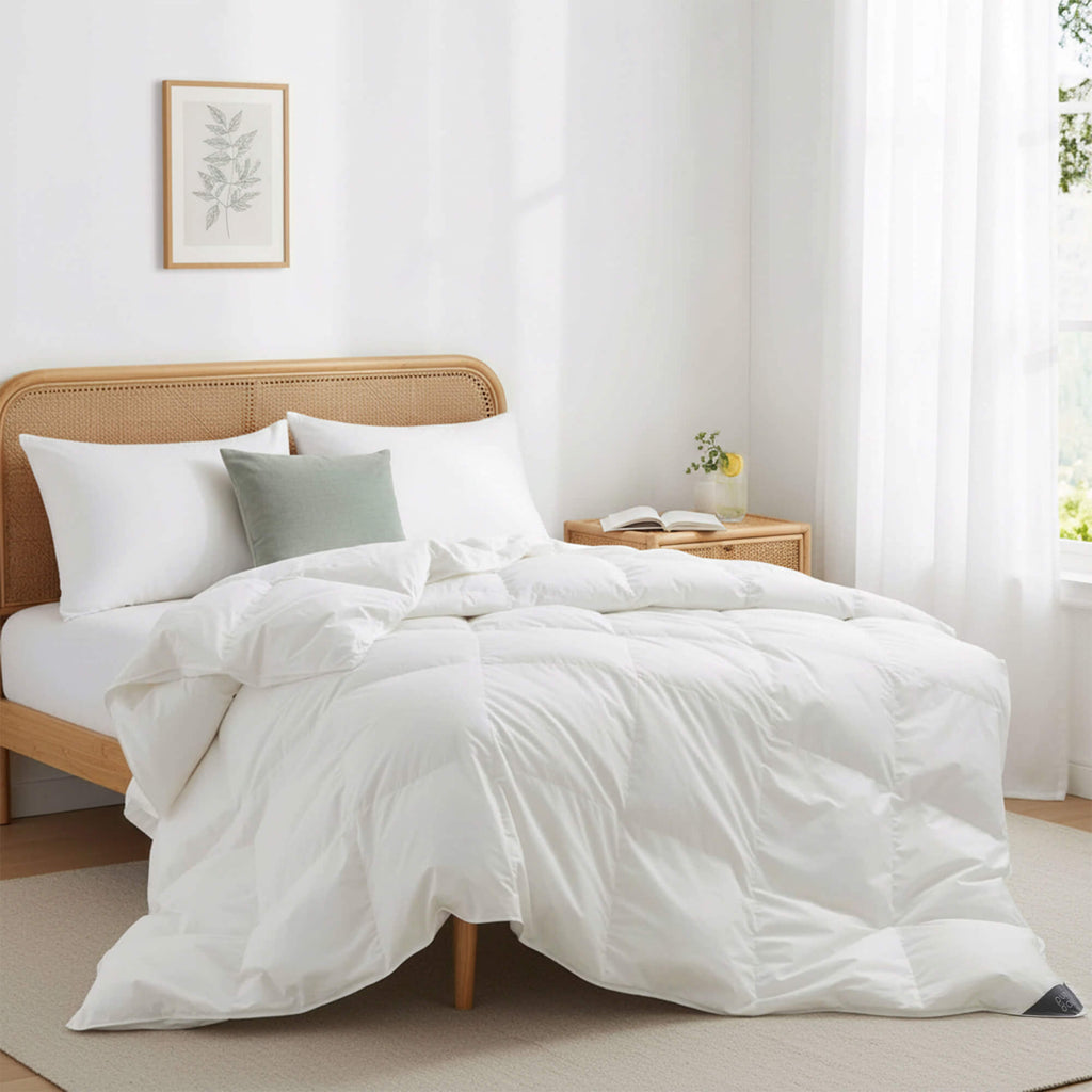 Down Comforter, Organic Cotton, Lightweight Design for Everyday Bedding and Comfortable Sleep, 4 Size Options image 3