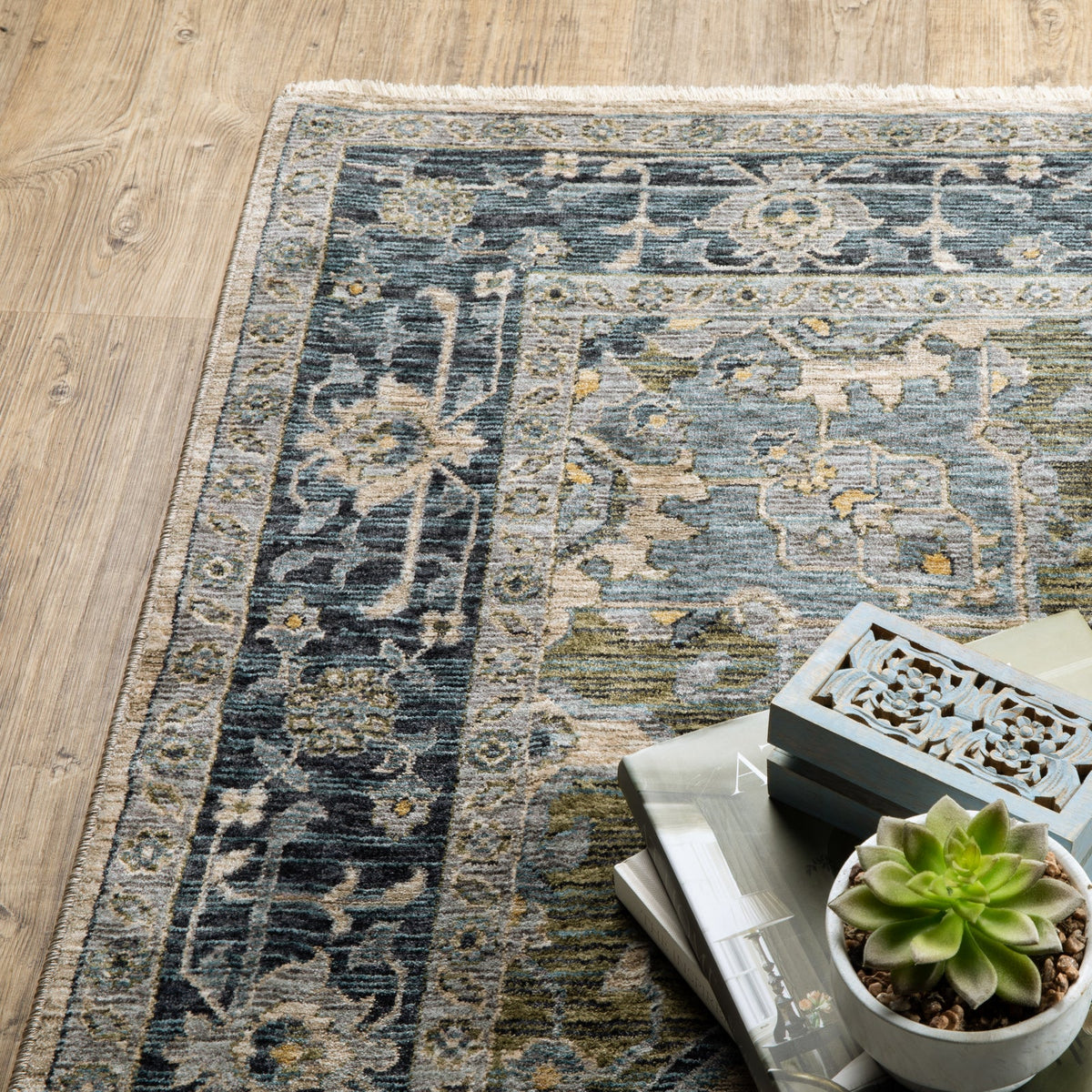 Area Rug, Aberdeen 051G1 Blue Beige for Living Rooms, Bedrooms and Entryways, 10 Size Options image 3