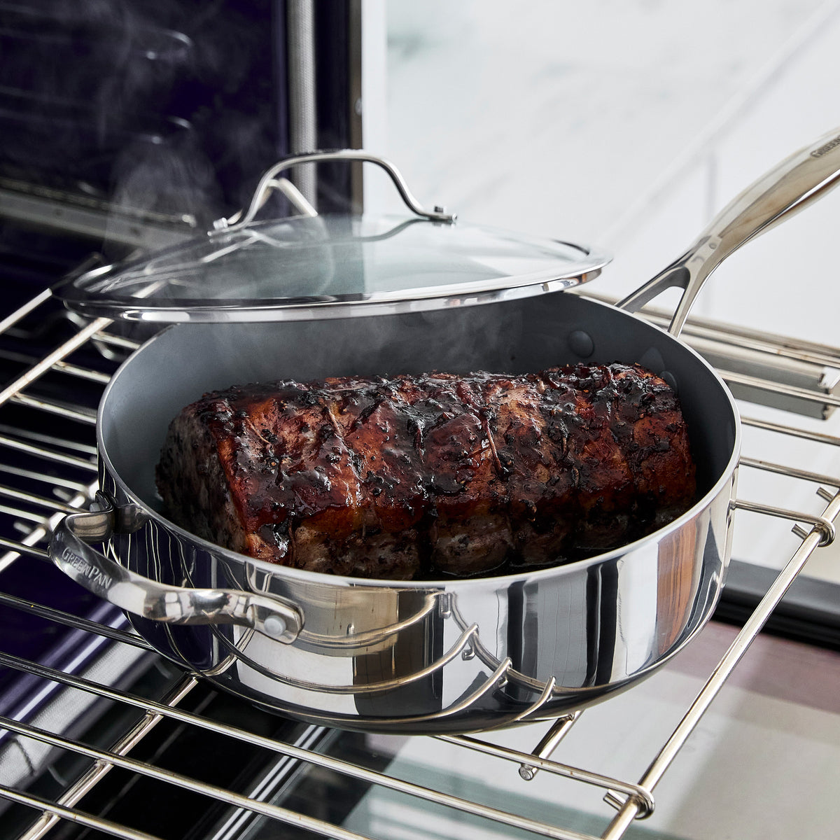Stainless Steel Sauté Pan, 5 Quart with Lid, Dishwasher-Safe Care for Searing, Stir-Frying and Family Meal Prep image 3
