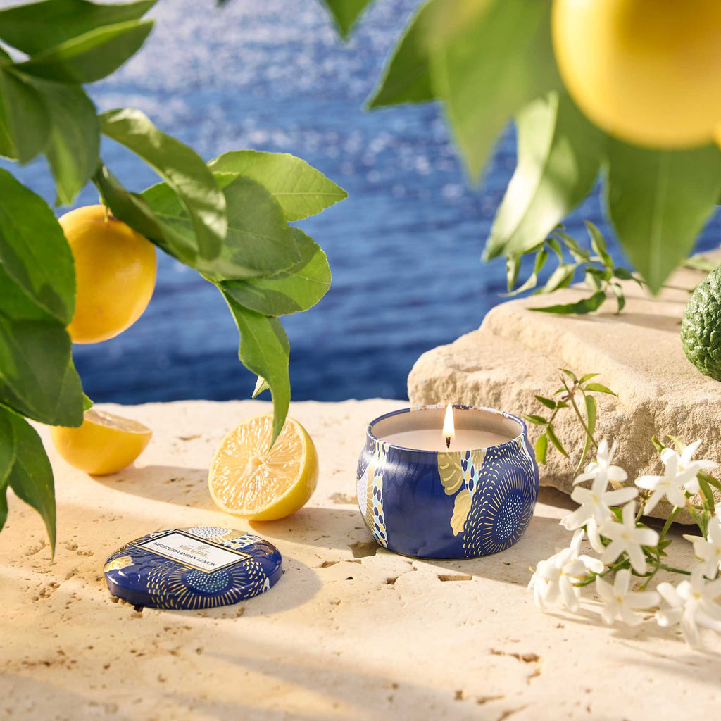 Decorative Candle, Mediterranean Lemon Mini Tin for Entryways, Mantels and Everyday Home Ambience image 3