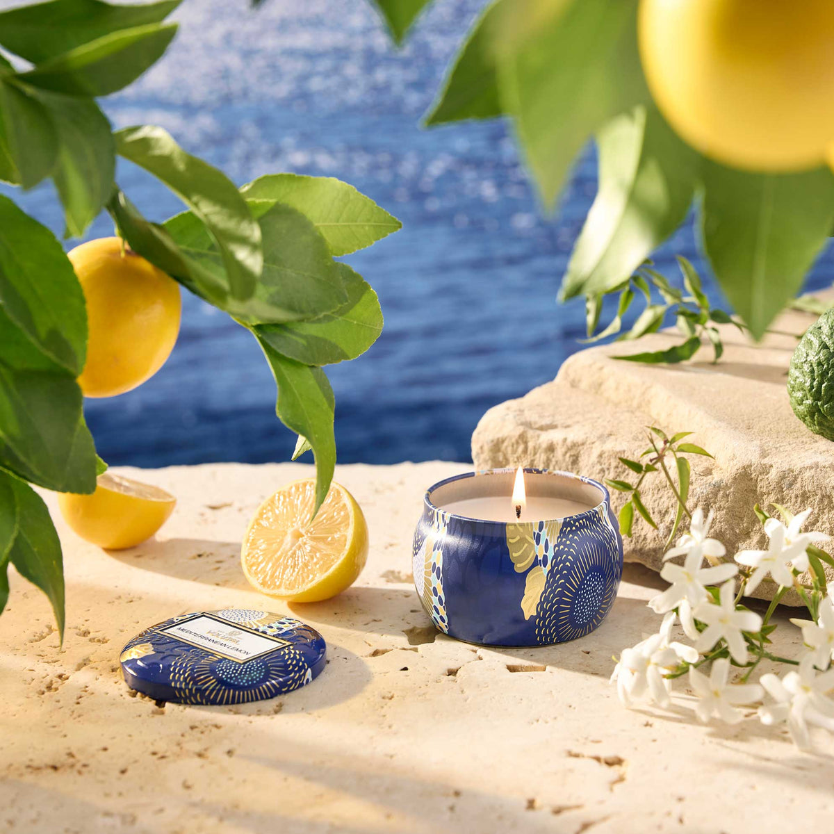Decorative Candle, Mediterranean Lemon Mini Tin for Entryways, Mantels and Everyday Home Ambience image 3