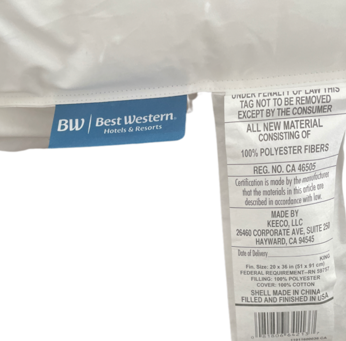 Bed Pillow, Best Western Victoria Firm Polyester, Hypoallergenic Comfort for Everyday Sleep and Guest Room Bedding, 3 Size Options image 3