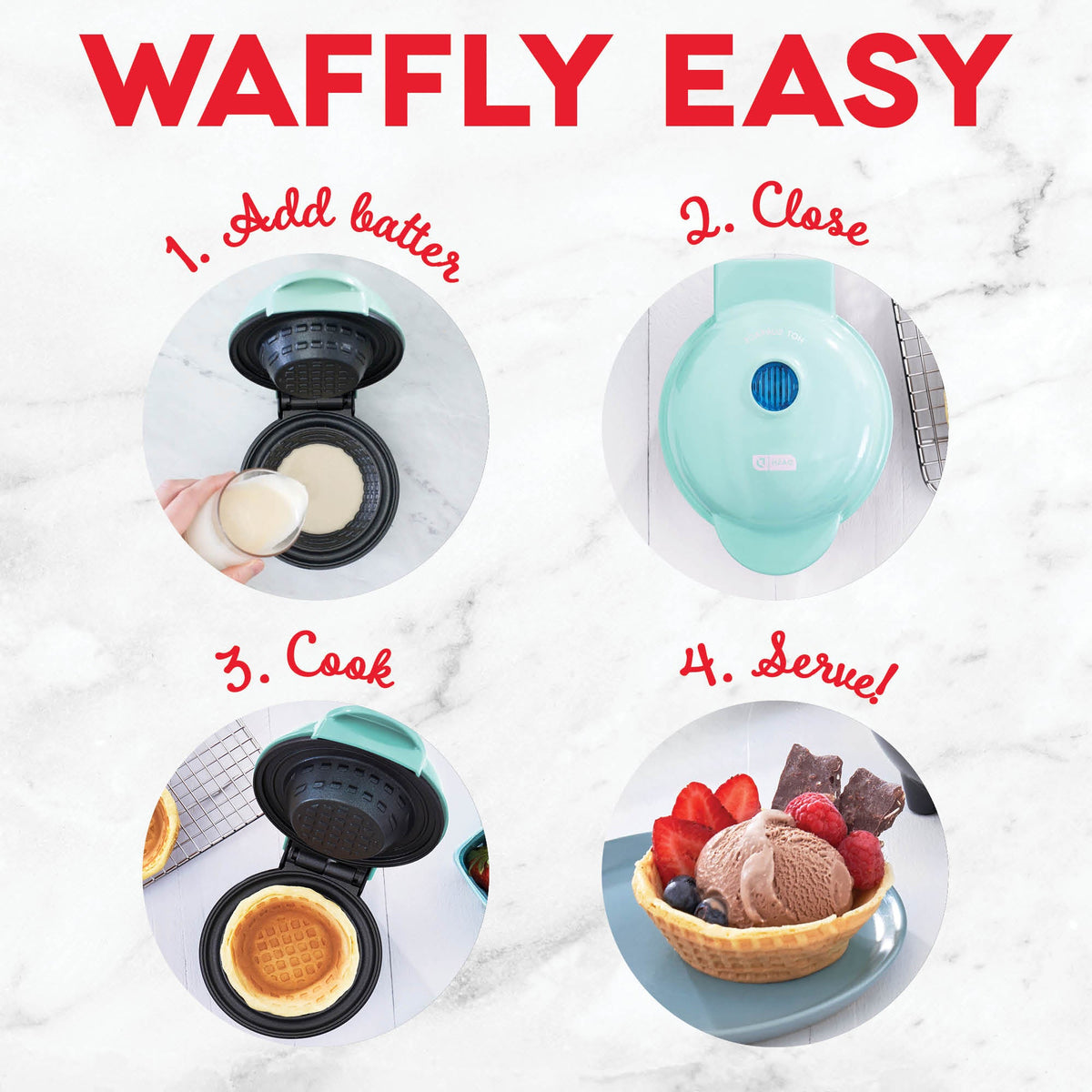Dinnerware, Mini Waffle Bowl Maker, Non-Slip Design for Family Dining, Serving and Entertaining, 3 Color Options image 3