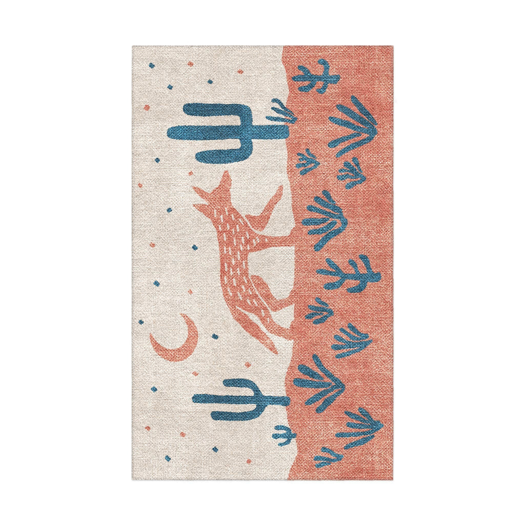 Area Rug, Desert Coyote Denim Blue & Terracotta for Hallways, Dining Spaces and Home Decor, 9 Size Options image 3