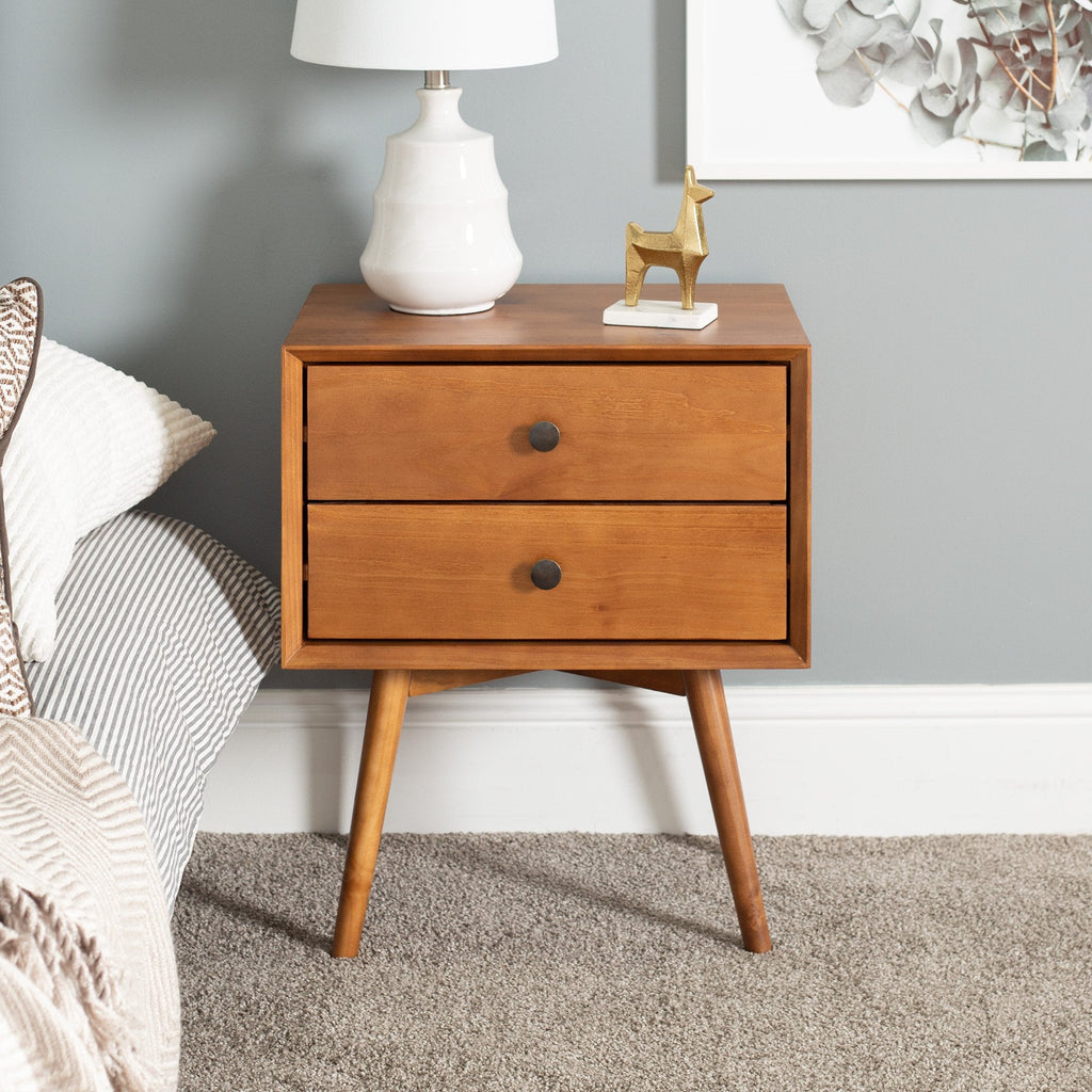 Nightstand, Mid Century Solid Wood Collection 1 or 2 for Bedrooms, Bedside Essentials and Everyday Storage, 2 Color Options image 3