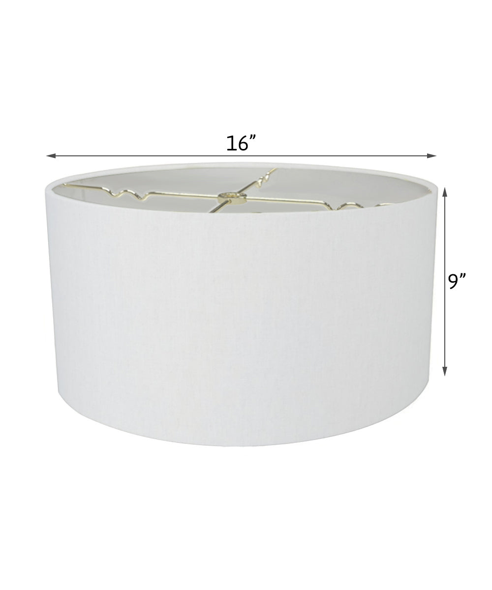 Fabric Lamp Shade, 16"W x 9"H White Linen Hardback Shallow Drum for Lamp Replacement, Reading Corners and Living Spaces image 3
