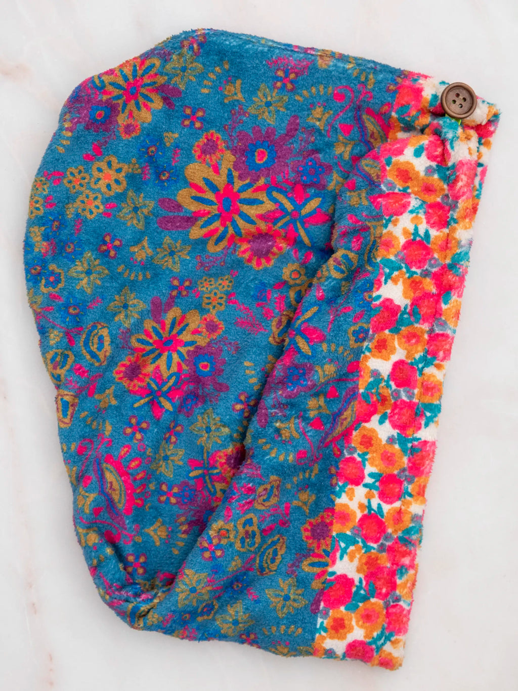 Bath Linen, Microfiber Hair Towel Wrap Teal Floral for Home Bathrooms and Everyday Care, Designed for Everyday Home Use image 3