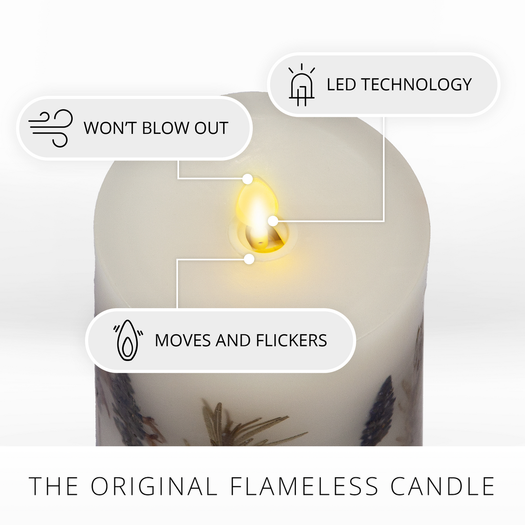 Decorative Candle, Flameless Embedded Lavender & Rosemary Pillar for Living Rooms, Bedrooms and Relaxing Evenings, 2 Size Options image 3