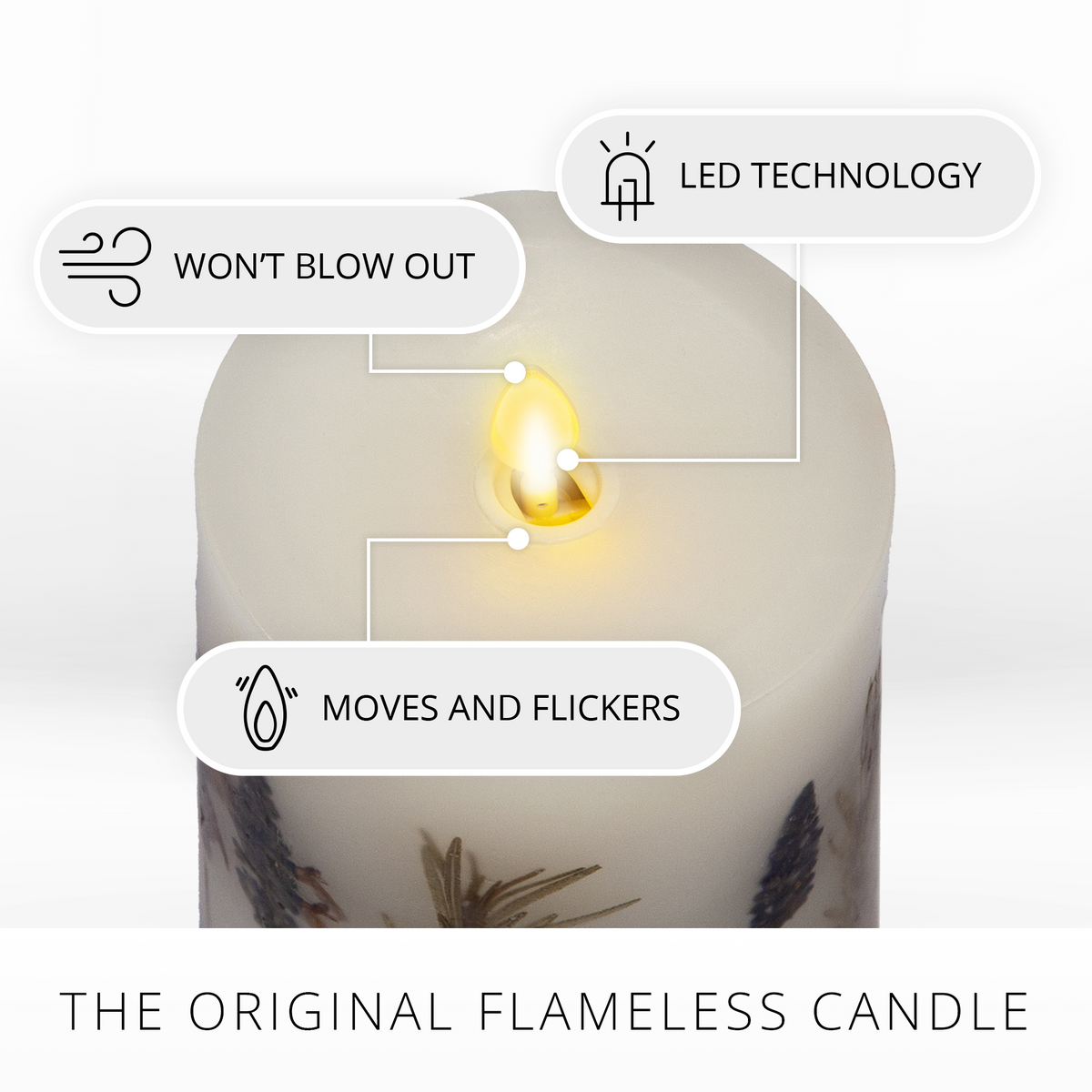 Decorative Candle, Flameless Embedded Lavender & Rosemary Pillar for Living Rooms, Bedrooms and Relaxing Evenings, 2 Size Options image 3