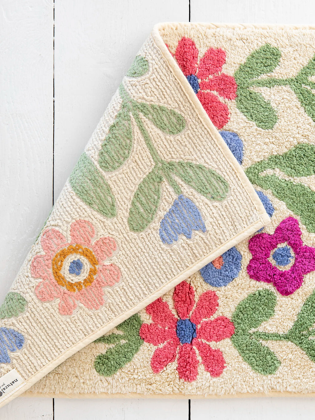 Cotton Bath Mat, Tufted Floral Vines for Bathroom Floor Comfort, Shower Areas and Guest Baths image 3