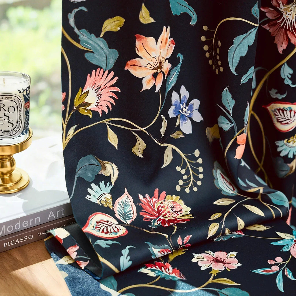 Window Curtain, Hattie Floral Blackout Curtains (2 Panels) for Bedrooms, Living Rooms and Home Privacy, 3 Sizes and 2 Colors image 3