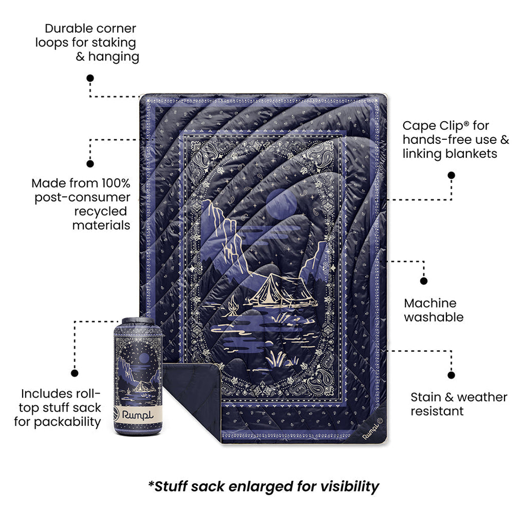 Puffy Blanket, Original Midnight Mesa Bandana, Weather-Resistant Shell for Outdoor Seating, Travel and Camping Comfort image 3