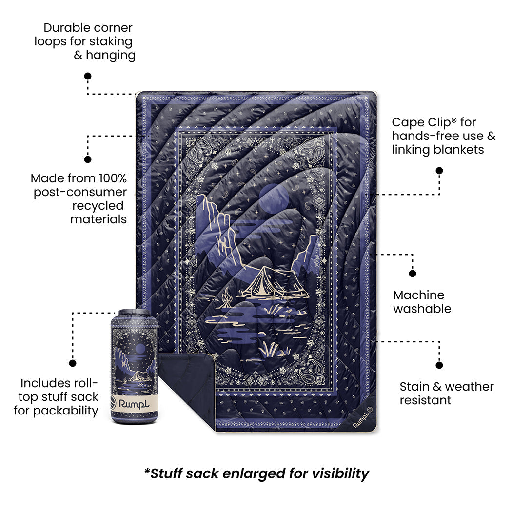 Puffy Blanket, Original Midnight Mesa Bandana, Weather-Resistant Shell for Outdoor Seating, Travel and Camping Comfort image 3