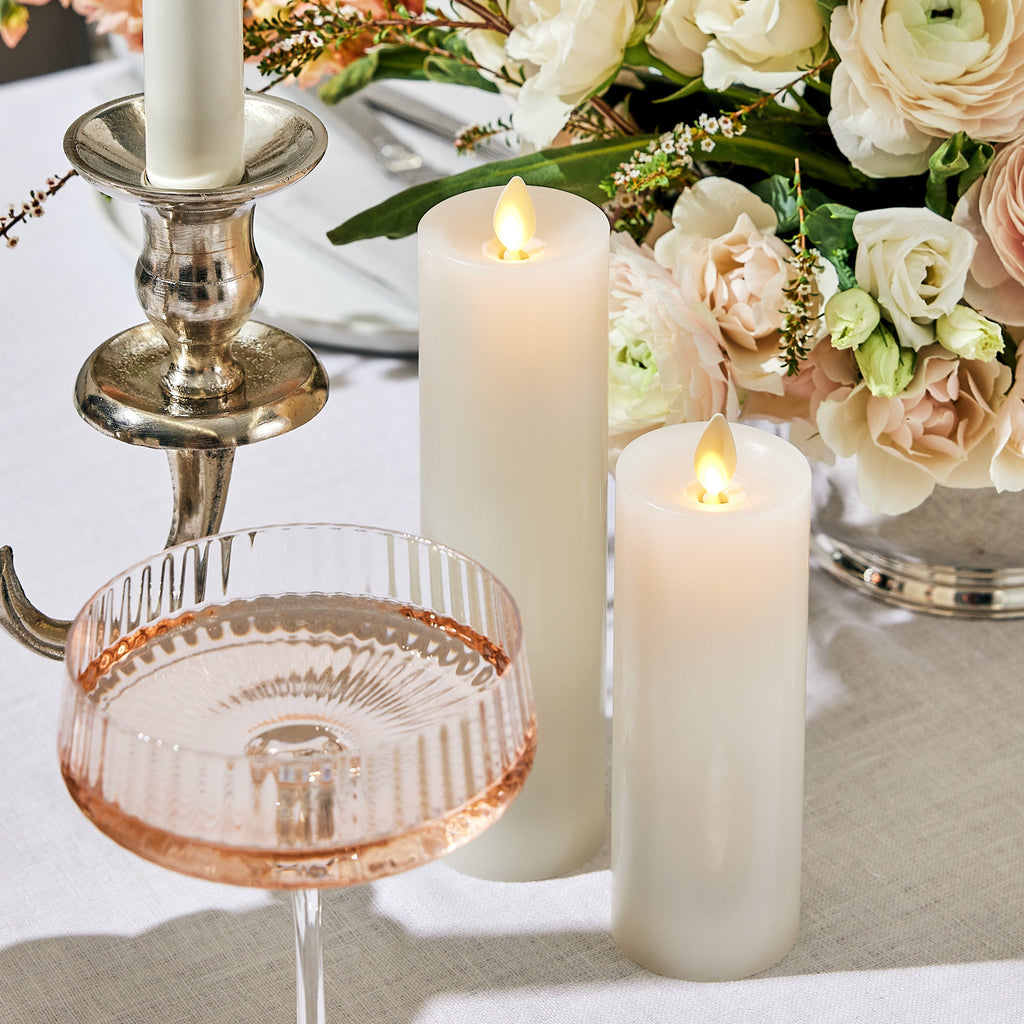 Flameless Candle, White Slim Pillar Recessed Top for Mantels, Entryways and Holiday Displays, 3 Size Options image 3