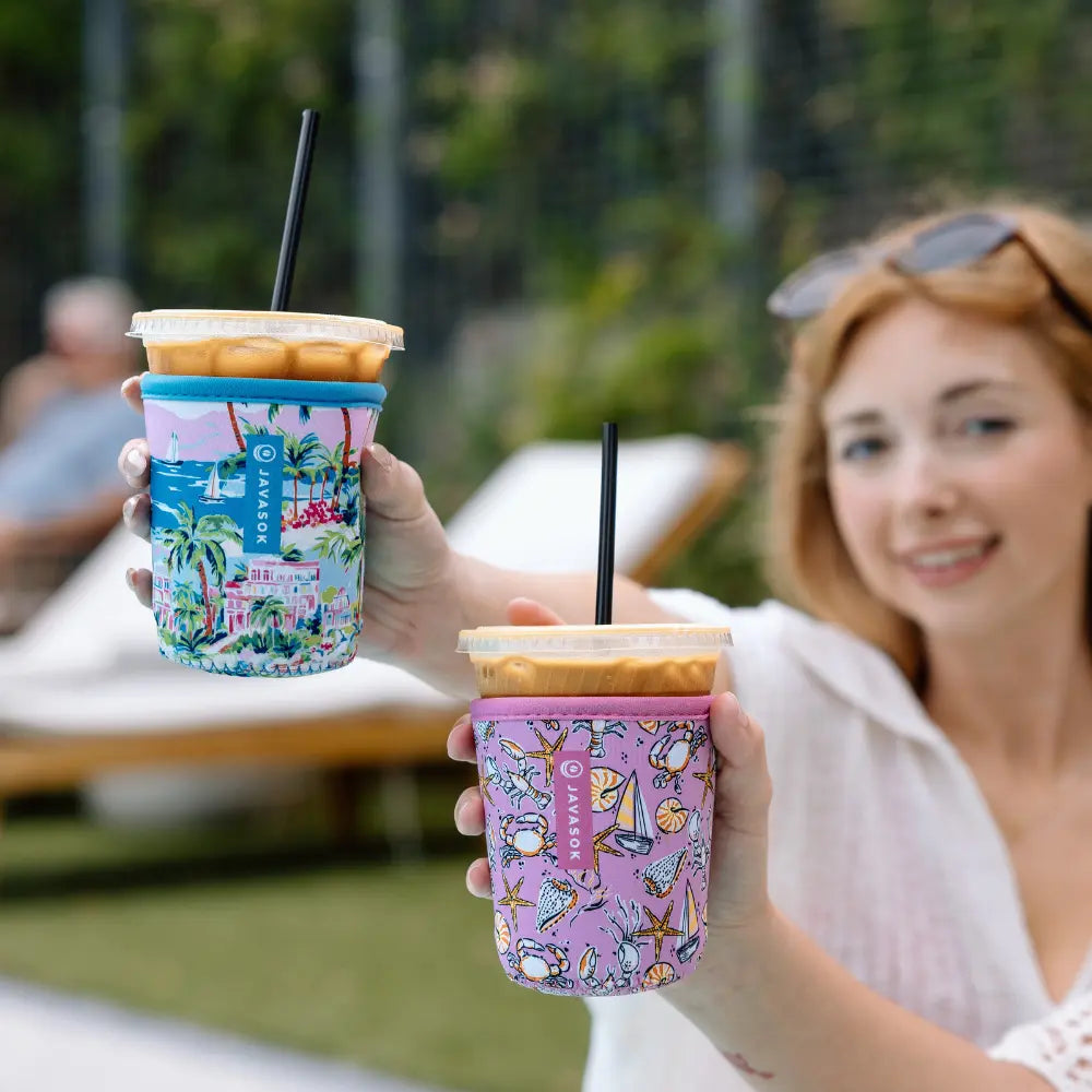 Reusable Cup Sleeve, Beachside Bliss, Lightweight Design, Neoprene Construction for Coffee Cups, Daily Commutes and Dry Hands image 3
