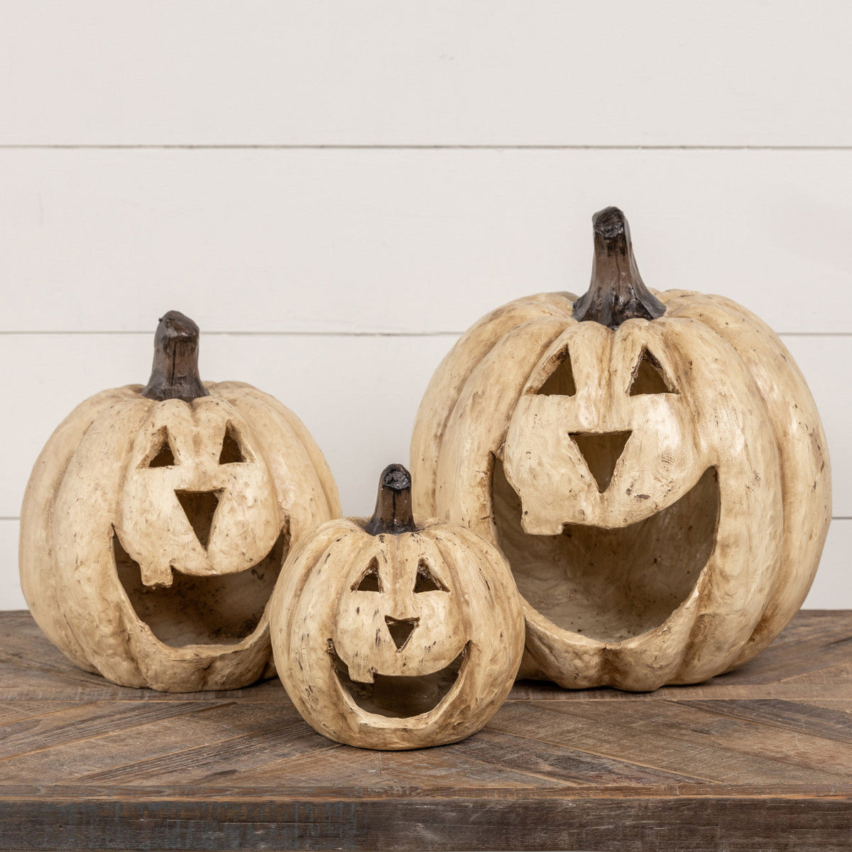 Seasonal Home Decor, 11" Big Mouth Pumpkin White for Mantels, Tables and Seasonal Decorating image 3