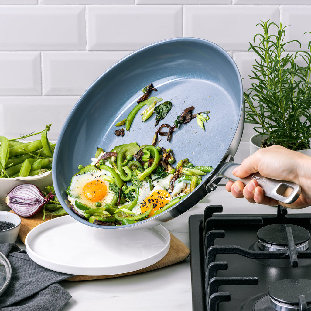 Kitchen Cookware, Ceramic Nonstick Stainless Steel 10 Piece Set, Dishwasher-Safe Care for Everyday Meals and Home Cooking image 3