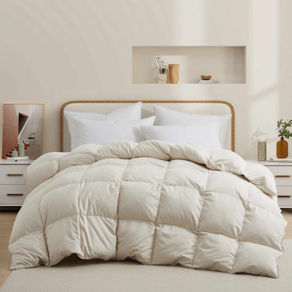 Down & Feather Comforter, Goose, Lightweight Design, Machine-Washable Care for Everyday Bedding and Comfortable Sleep, 4 Sizes and 8 Colors image 3