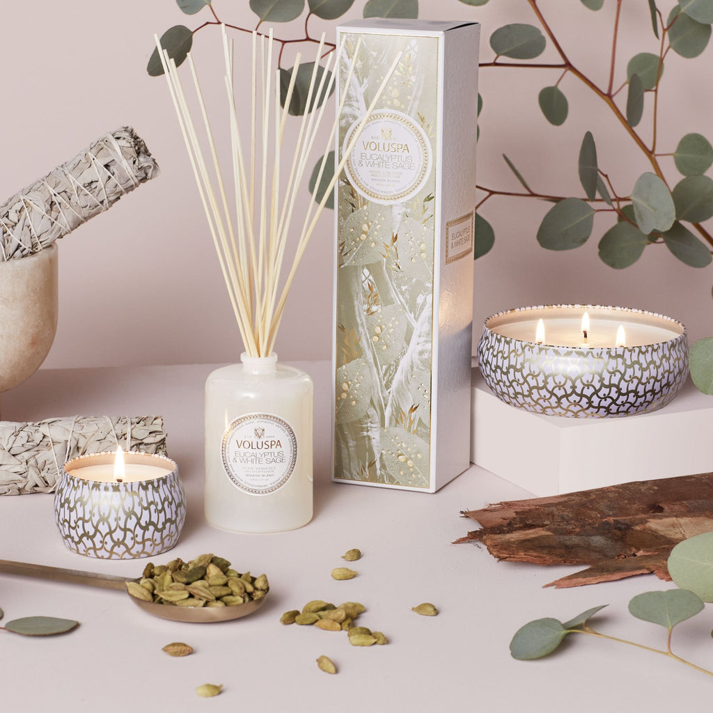 Decorative Candle, Eucalyptus & White Sage 3 Wick Tin for Living Rooms, Bedrooms and Relaxing Evenings image 3