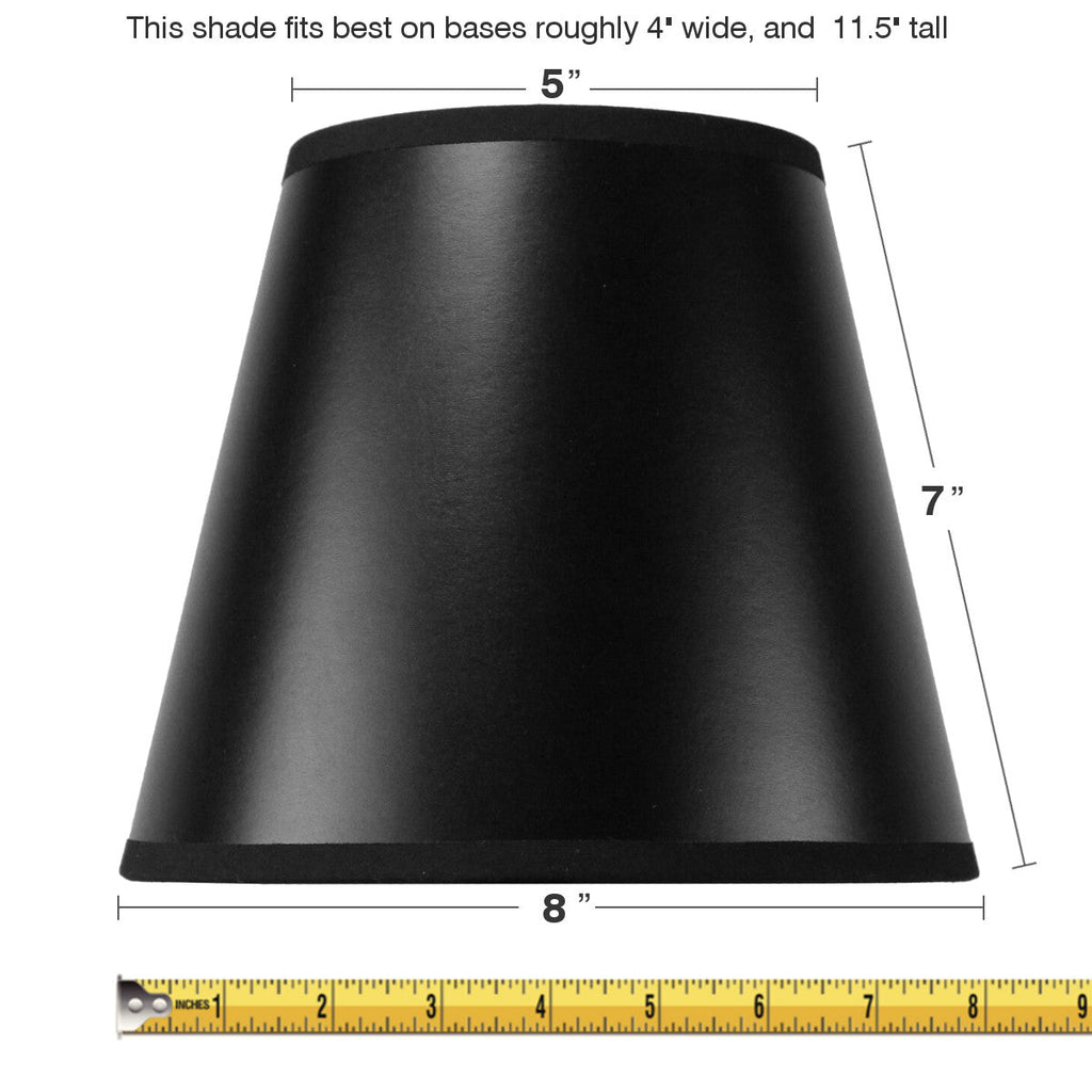 Lamp Shade, 8"W x 7"H Black CLIP ON Empire Hard Back for Lamp Replacement, Reading Corners and Living Spaces image 3