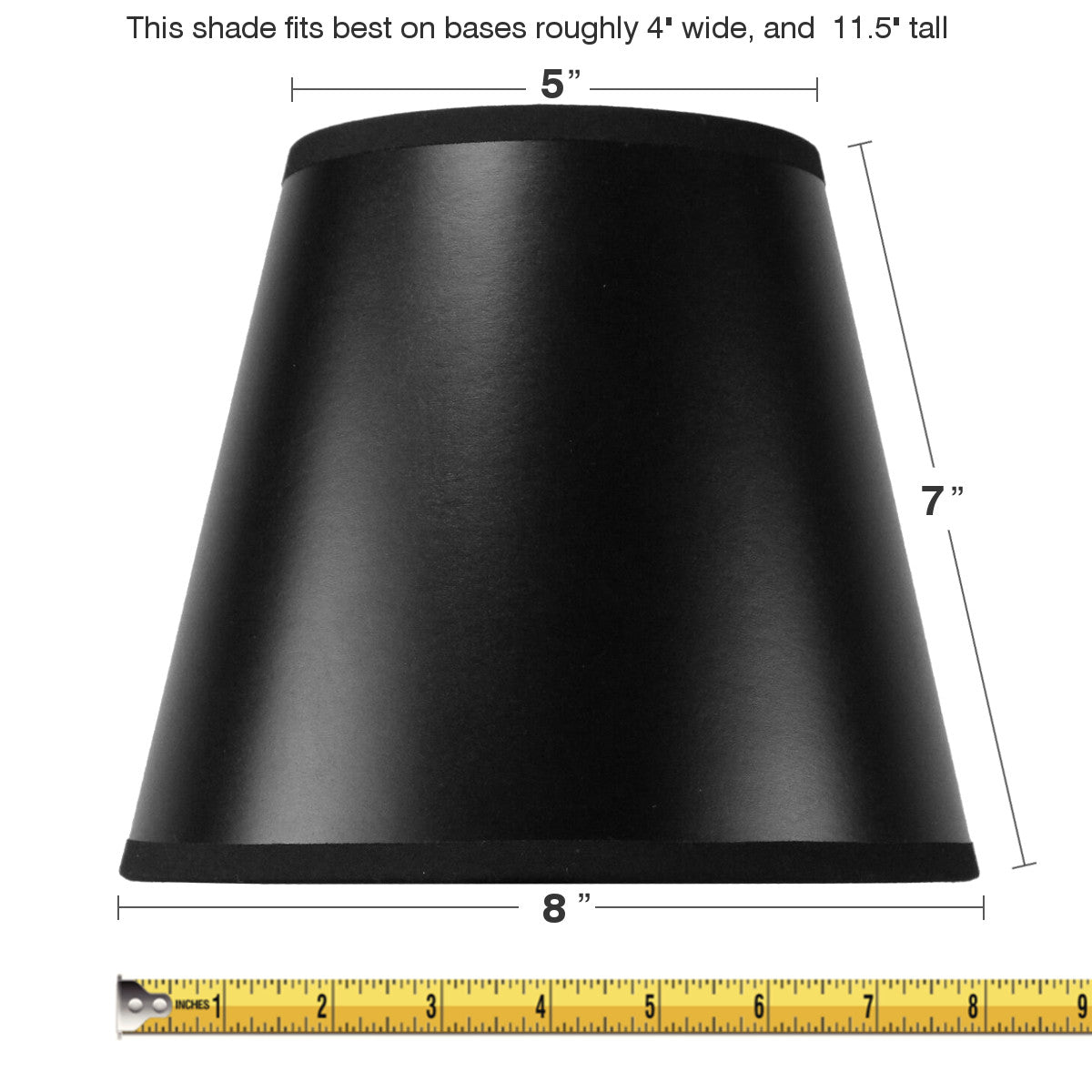 Lamp Shade, 8"W x 7"H Black CLIP ON Empire Hard Back for Lamp Replacement, Reading Corners and Living Spaces image 3