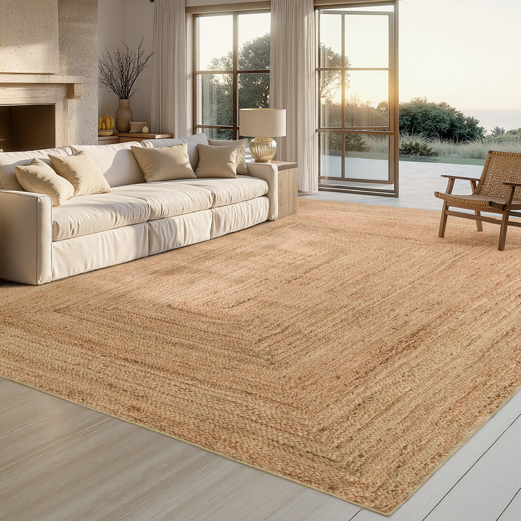Area Rug, Faux Cashmere Print Jute Look, Machine-Washable Care for Hallways, Dining Spaces and Home Decor, 4 Size Options image 3