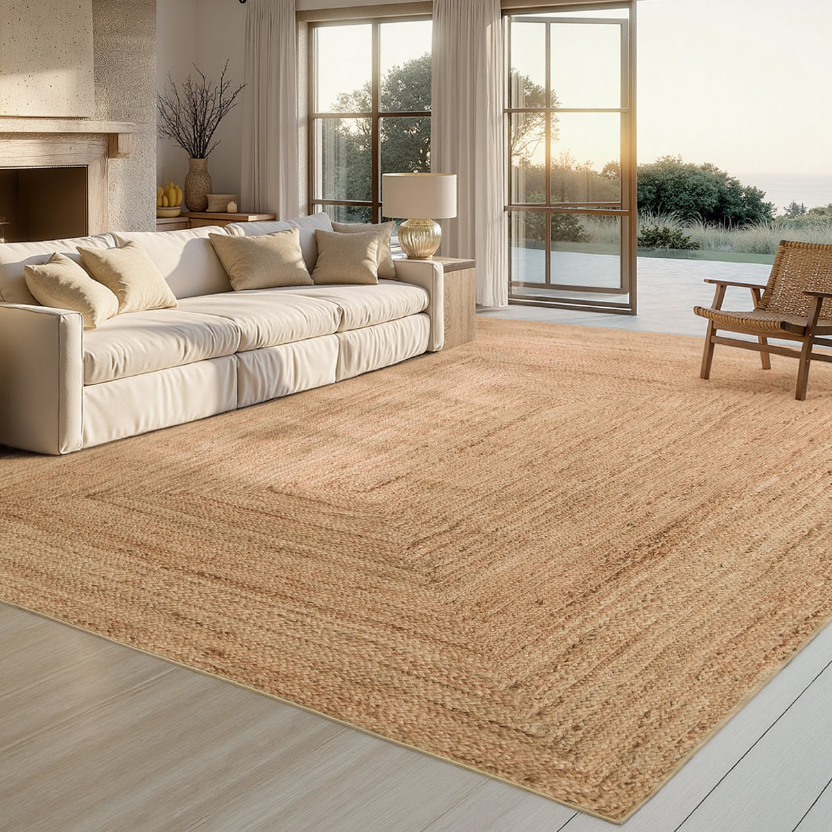 Area Rug, Faux Cashmere Print Jute Look, Machine-Washable Care for Hallways, Dining Spaces and Home Decor, 4 Size Options image 3