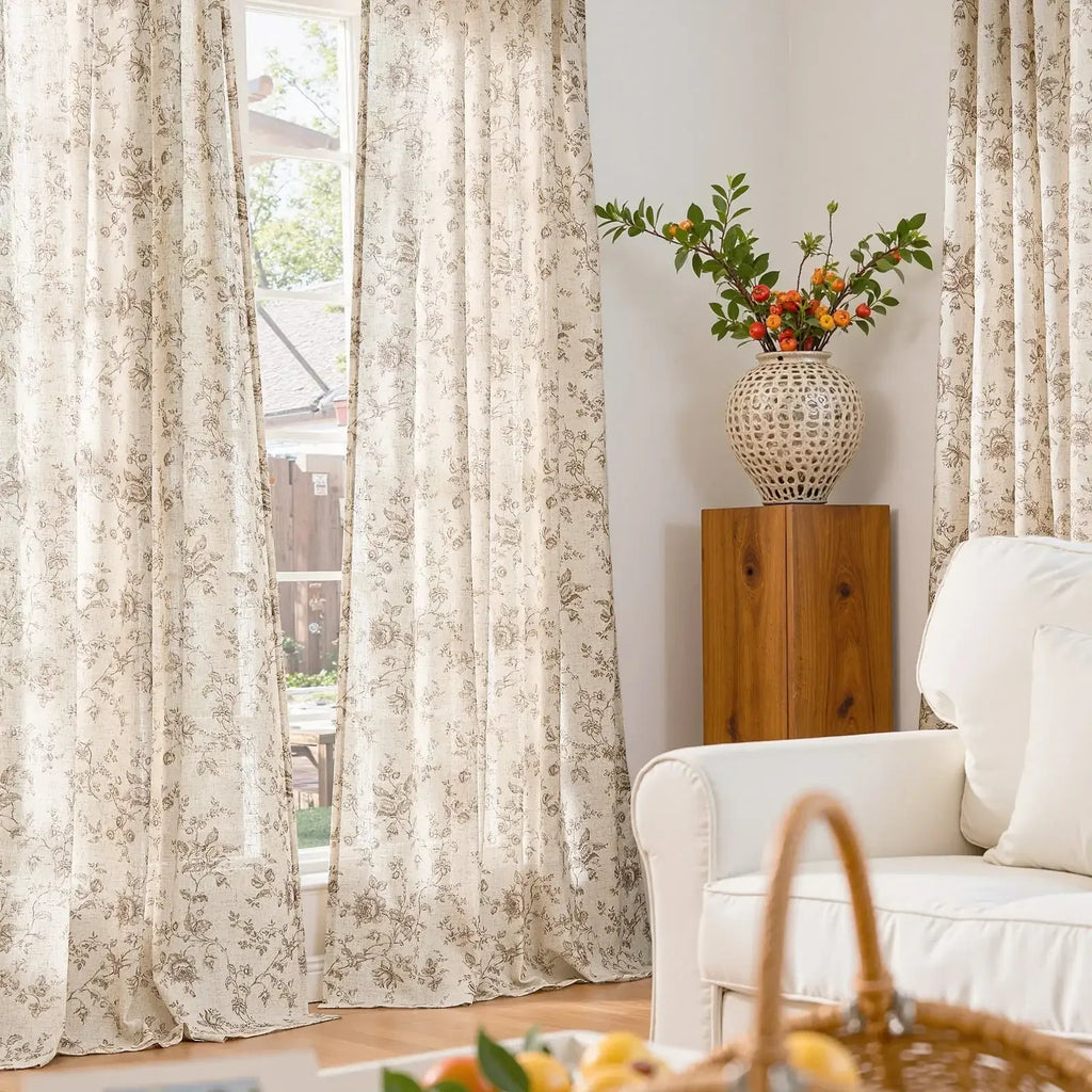 Window Curtain, Amelie Floral Linen Blend Curtains (2 Panels), Machine-Washable Care for Bedrooms, Living Rooms and Home Privacy image 3