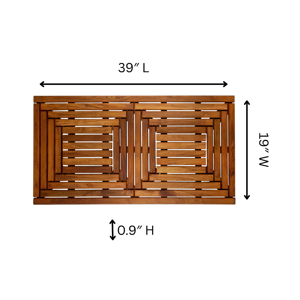 Teak Shower Mat, Denver Oiled Double Framed 39" x 19", Non-Slip Design for Indoor or Outdoor Showers, Bathrooms and Spa Areas image 3