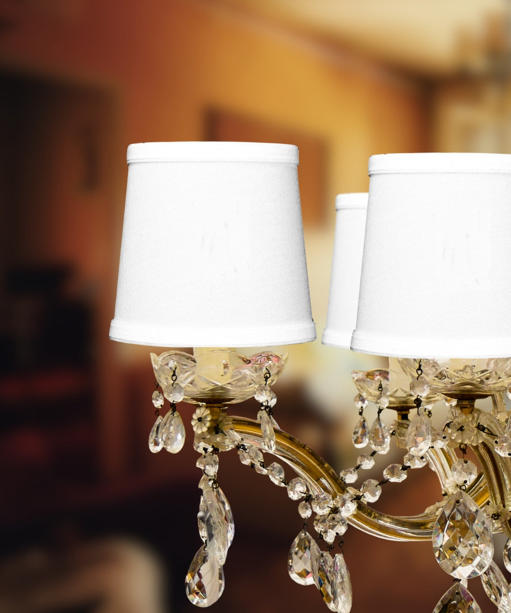 Fabric Lamp Shade, 6"W x 5"H White Linen Drum Chandelier Clip On for Table Lamps, Floor Lamps and Soft Room Lighting image 3