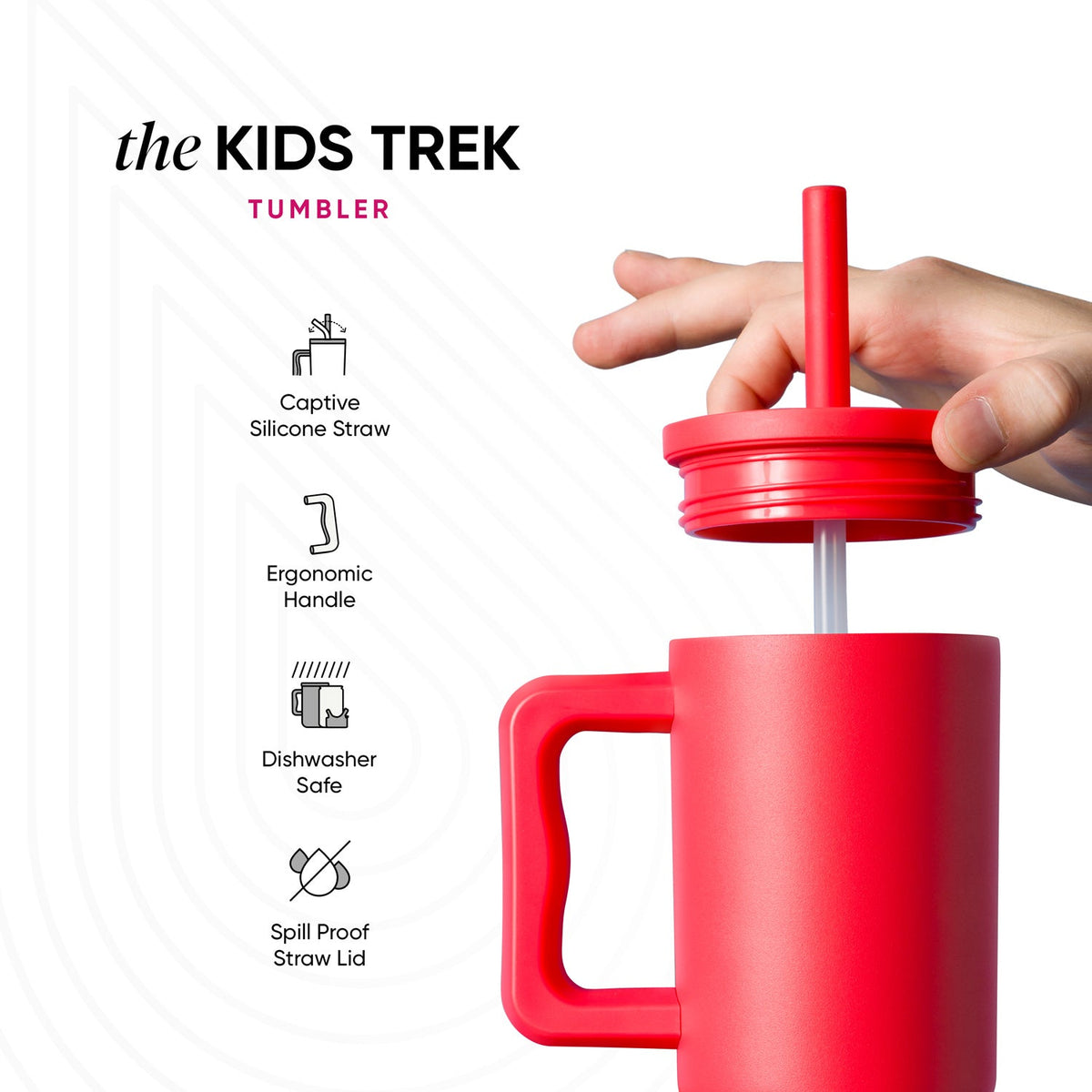Insulated Tumbler, Trek Kids with Silicone Straw Lid, Stainless Steel Construction for Kitchen Tables, Workspaces and Daily Hydration image 3