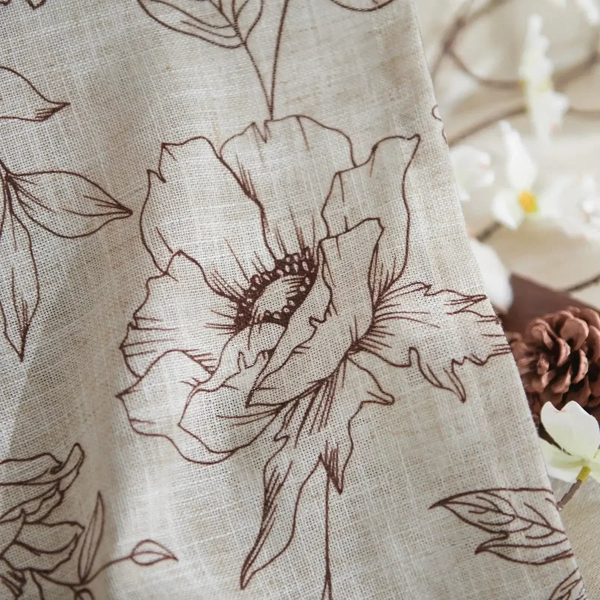 Window Curtain, Floral Linen Curtains (2 Panels), Lightweight Design for Windows, Room Styling and Everyday Privacy, 3 Sizes and 5 Colors image 3