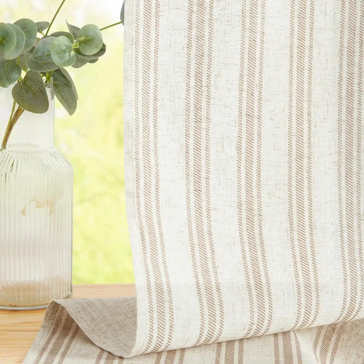 Window Curtain, Twill Striped Linen Blend Rod Pocket Kitchen, Lightweight Design for Windows, Room Styling and Everyday Privacy image 3
