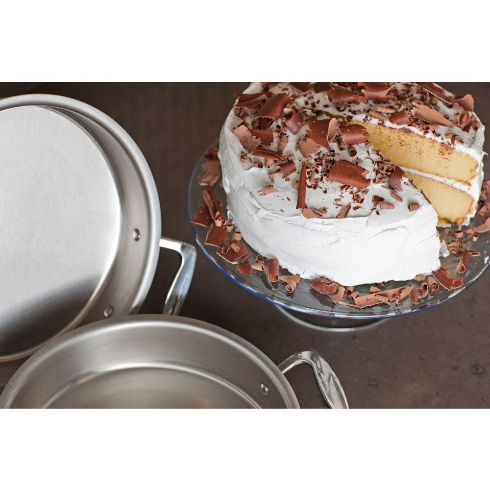 Stainless Steel Cake Pan, 9" Round with Handles, Stainless Steel Construction for Birthdays, Home Baking and Family Desserts image 3