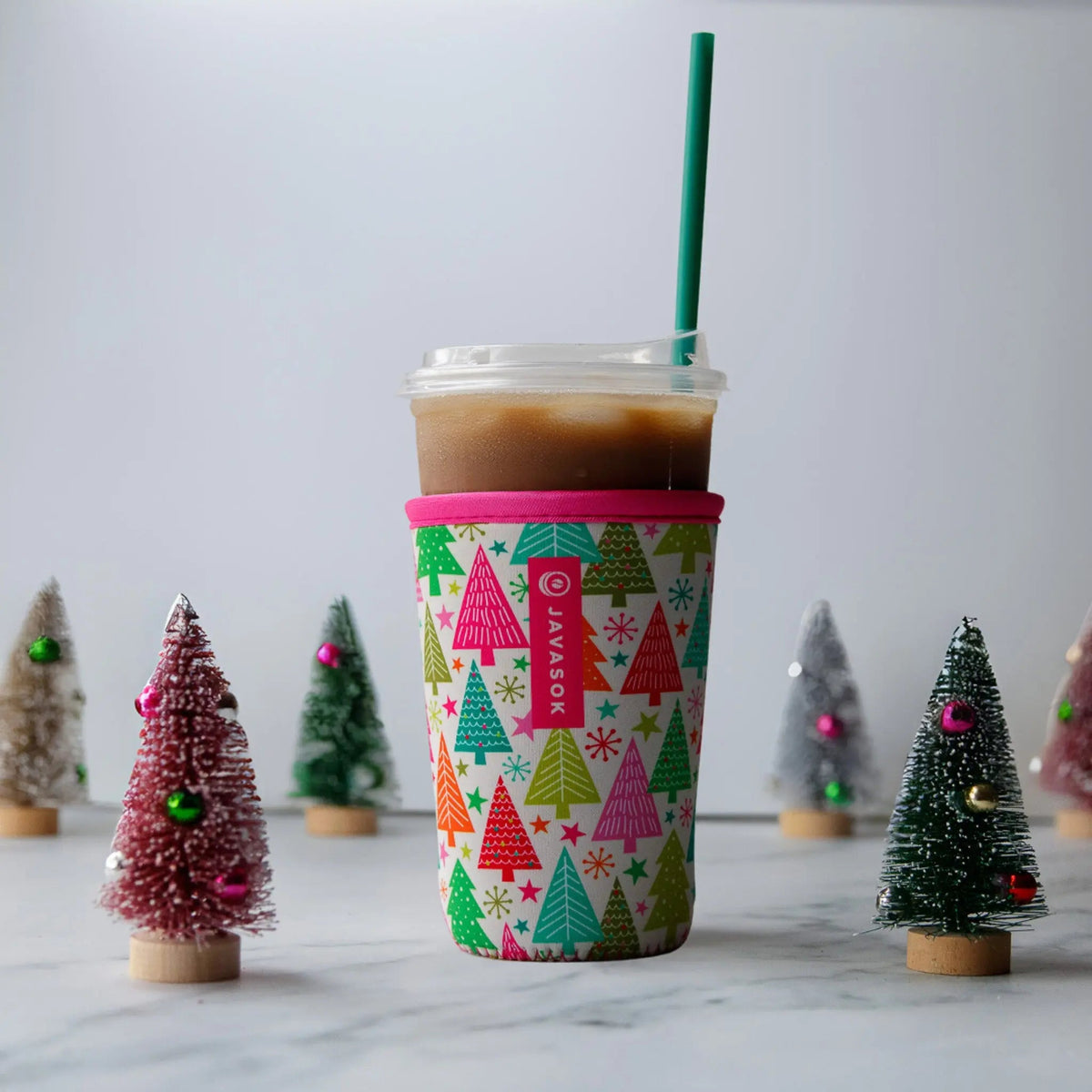 Reusable Cup Sleeve, Festive Forest, Neoprene Construction for Coffee Cups, Daily Commutes and Dry Hands image 3
