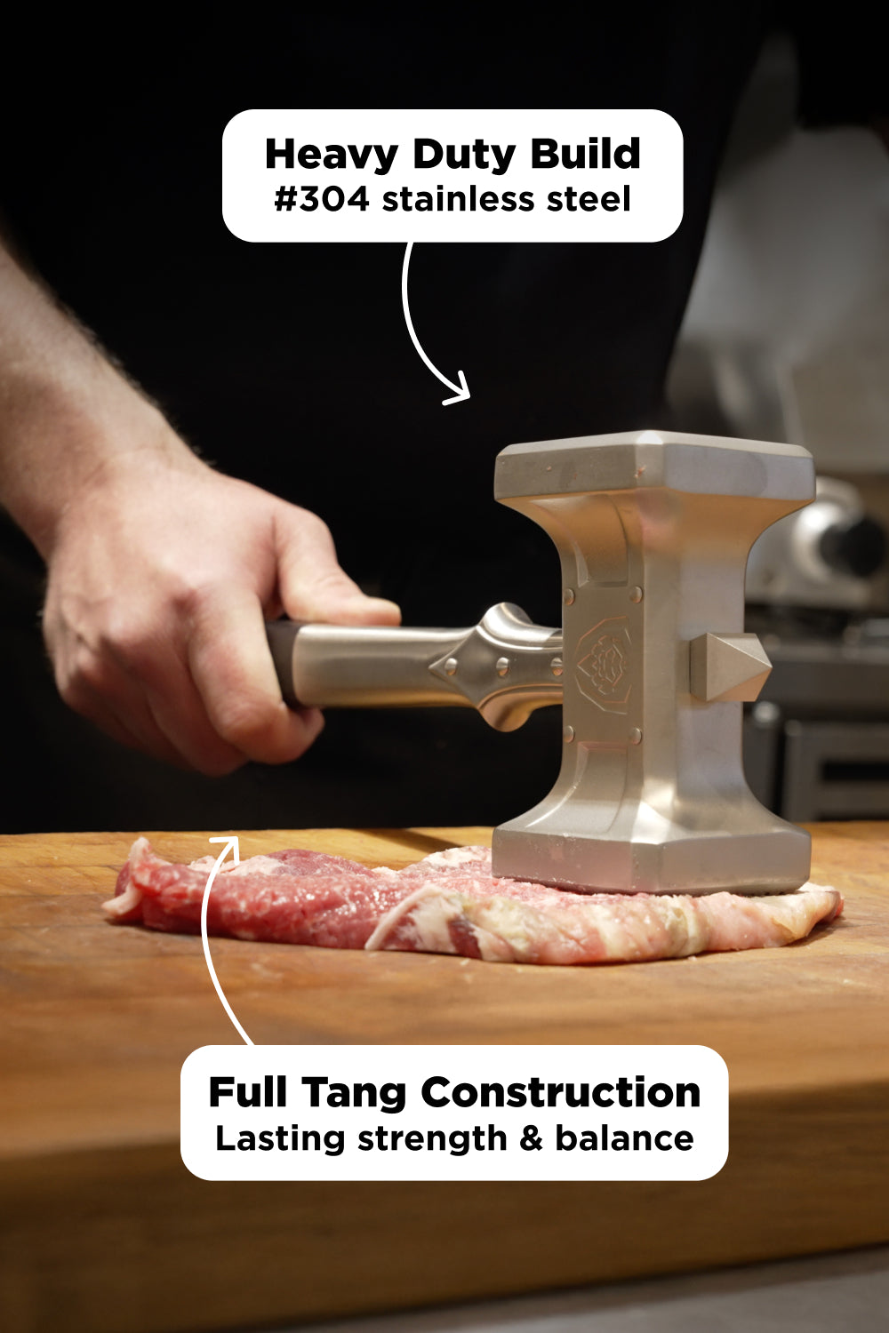 Kitchen Knife, Meat Tenderizer 15" Dual Sided, Heavy Duty, Stainless Steel Construction for Everyday Meal Prep and Home Kitchens image 3