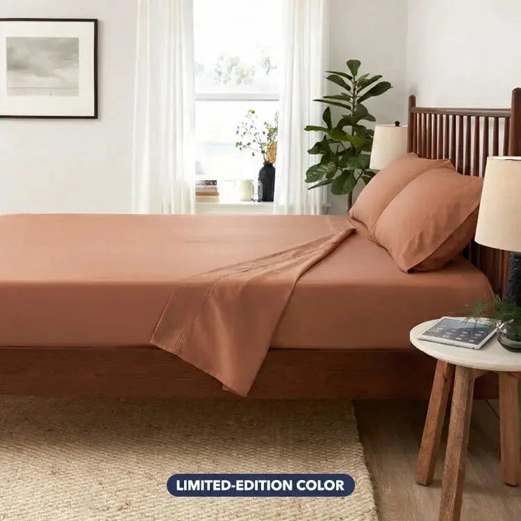Bed Sheet Set, Arctic Aire•MAX Sunlit Sienna, Breathable Construction for Everyday Bedroom Comfort and Guest Rooms, 3 Size Options image 3