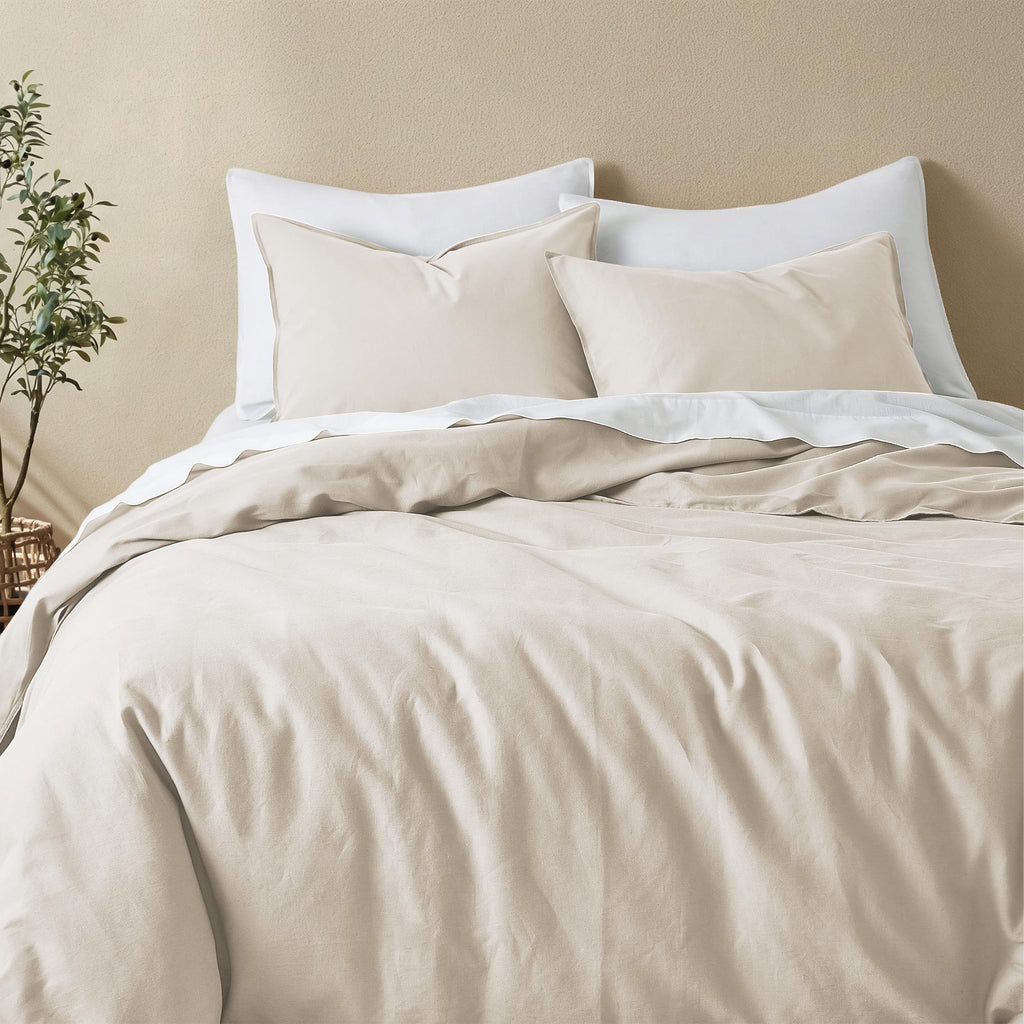 Duvet Cover Set, Linen Cotton Blend, Breathable Construction, Machine-Washable Care for Bedroom Bedding Refresh and Everyday Comfort image 3