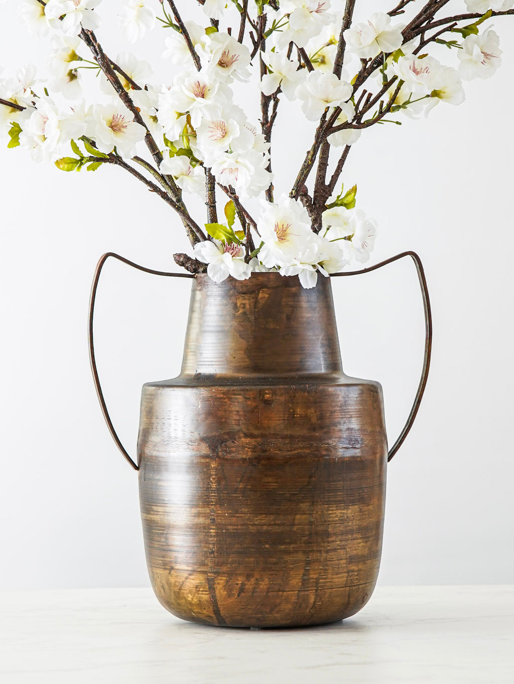 Decorative Vase, Patina Brass Metal, Ceramic Construction for Flowers, Shelves and Living Spaces image 3