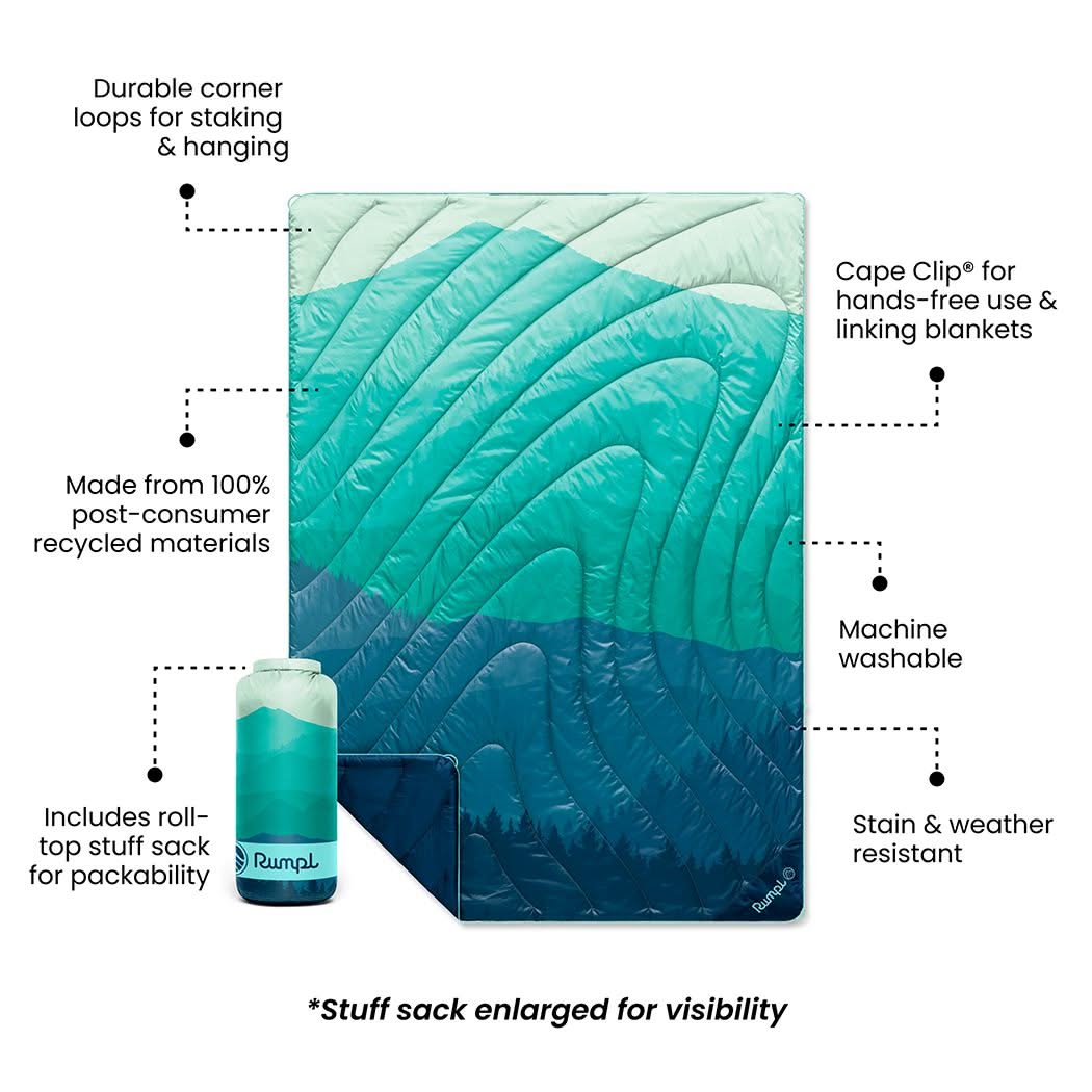 Puffy Blanket, Original Seascape Ridge Mountains, Weather-Resistant Shell for Outdoor Seating, Travel and Camping Comfort, 4 Size Options image 3