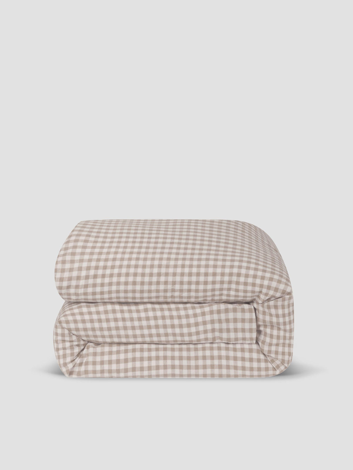 Duvet Cover Set, Mushroom Gingham 100% Linen, Breathable Construction for Bedroom Bedding Refresh and Everyday Comfort, 3 Size Options image 3